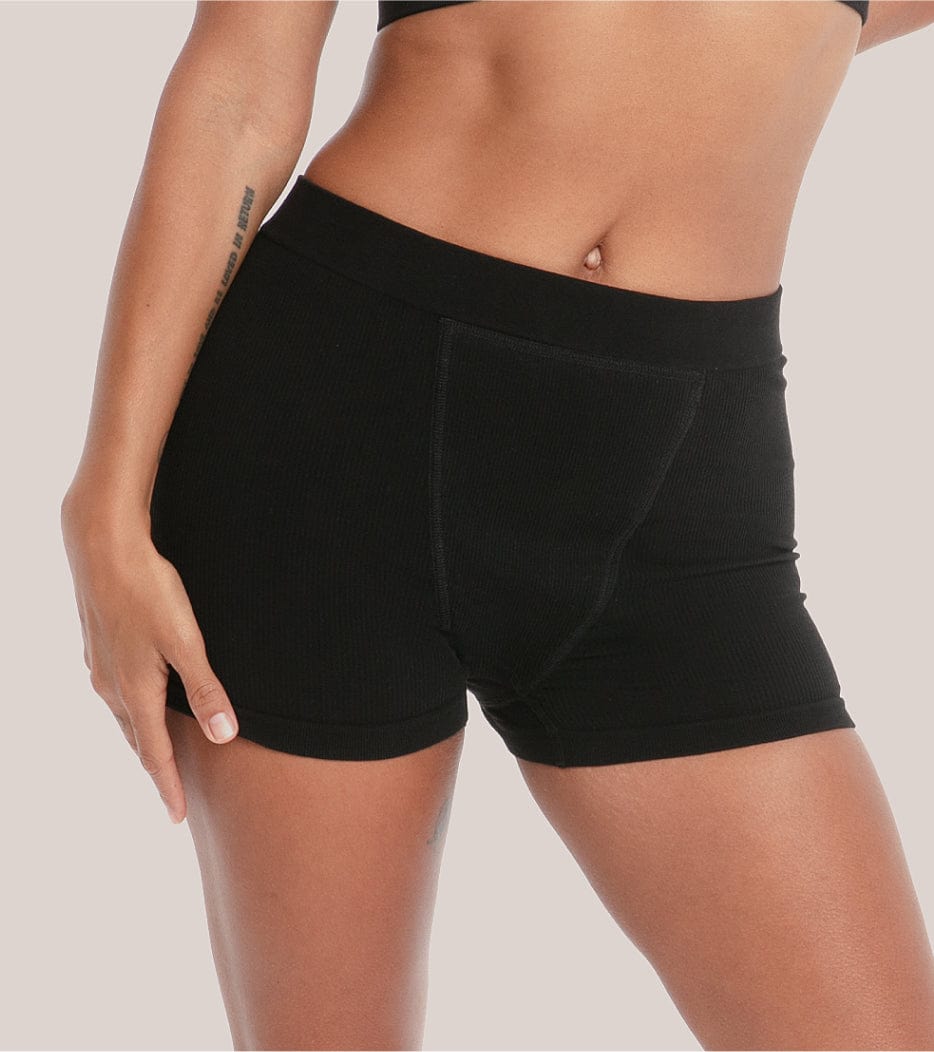 Seamless Ribbed Boxer Short - Black