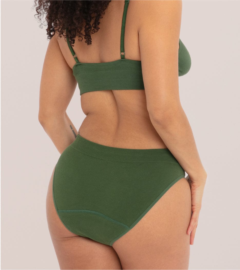Seamless Ribbed Brief - Forest green