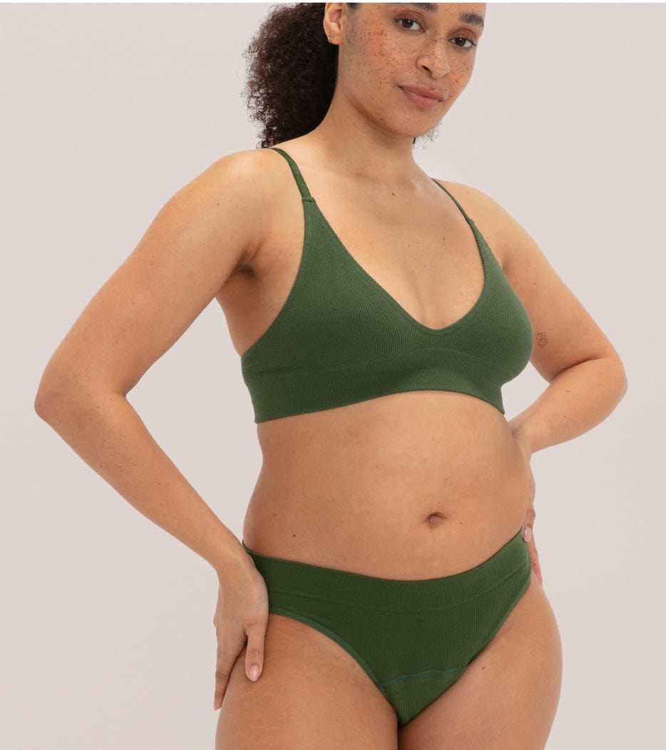 Seamless Ribbed Brief - Forest green