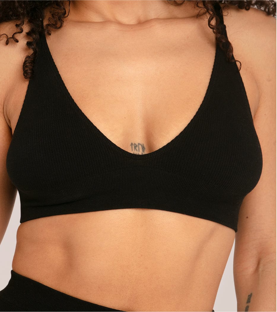 Seamless Ribbed bra - Black